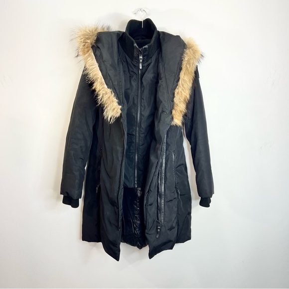 RUDSAK Atelier Noir black down parka fur collar winter coat S - Picture 5 of 15